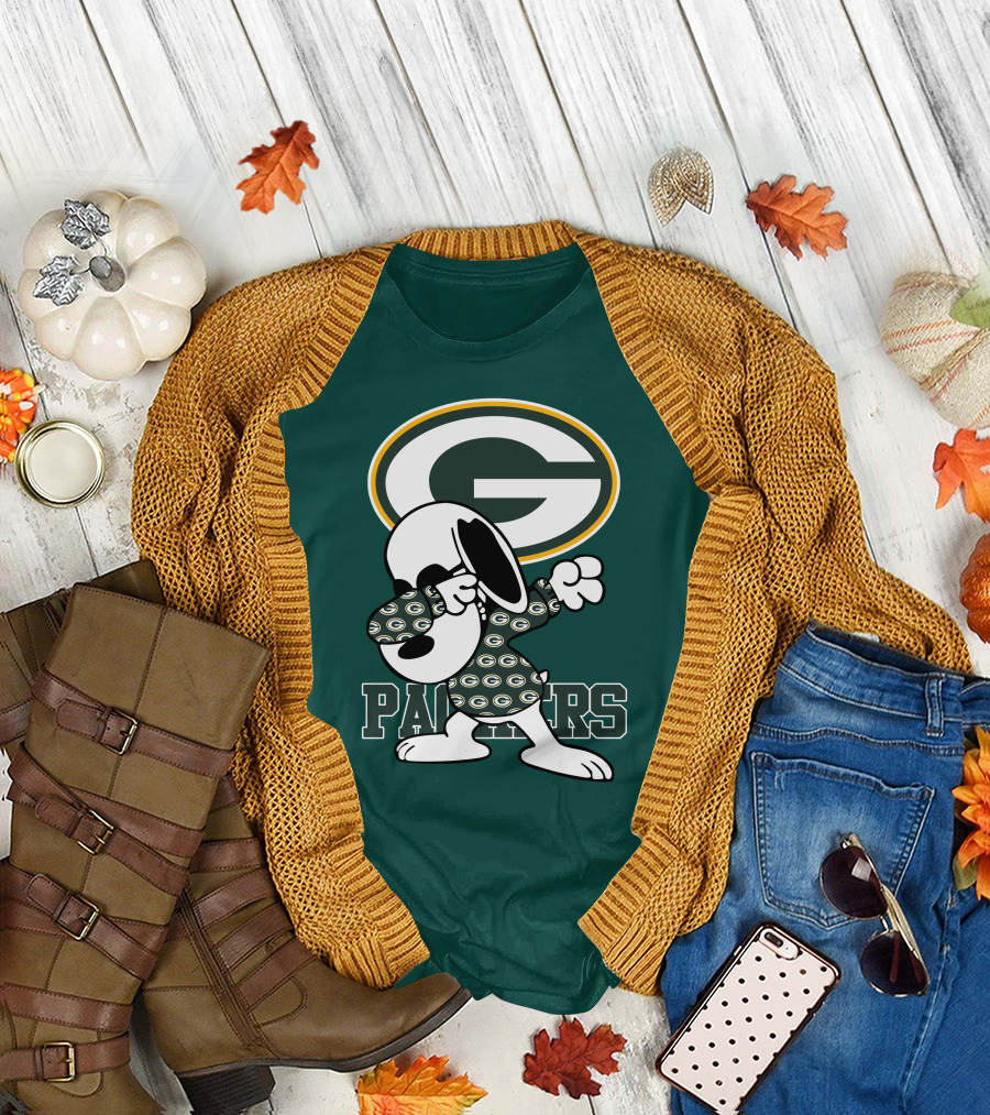 Green Bay Packers Snoopy Dabbing Packers T-Shirt