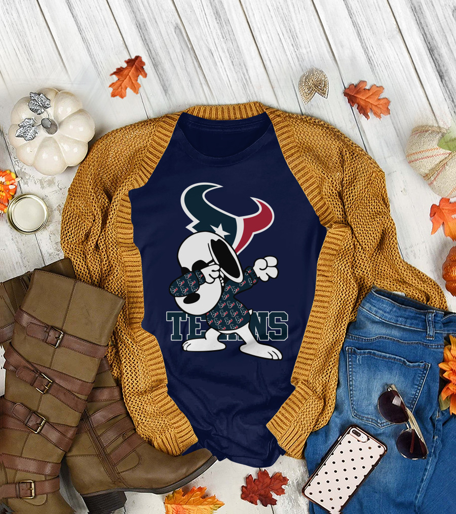 Houston Texans Snoopy Dabbing Texans T-Shirt