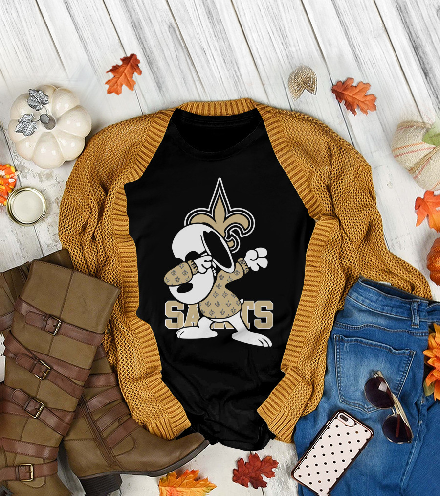 New Orleans Saints Snoopy Fleur-de-Lis Dabbing Saints T-Shirt