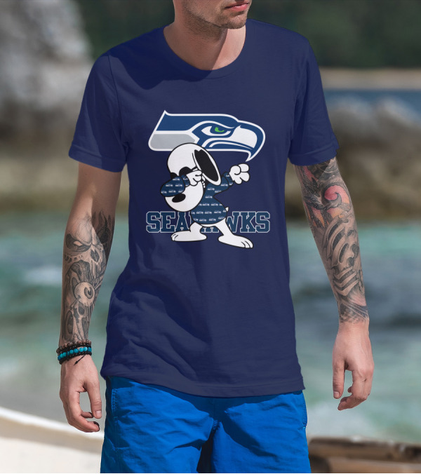 Seattle Seahawks Snoopy Dabbing NFL Team Fan Apparel Bowing Dance T-Shirt