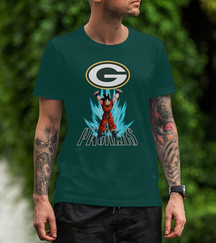 Green Bay Packers Goku Super Saiyan Power Up T-Shirt