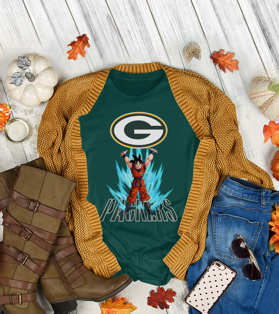 Green Bay Packers Goku Super Saiyan Power Up T-Shirt