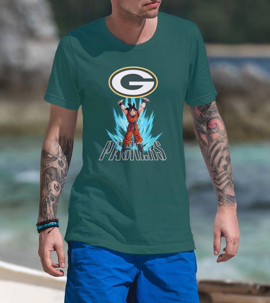 Green Bay Packers Goku Super Saiyan Power Up T-Shirt