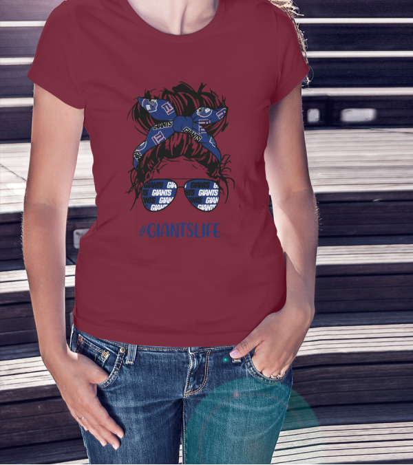 GIANTSLIFE Messy Bun Girl With New York Headband And Glasses T-Shirt