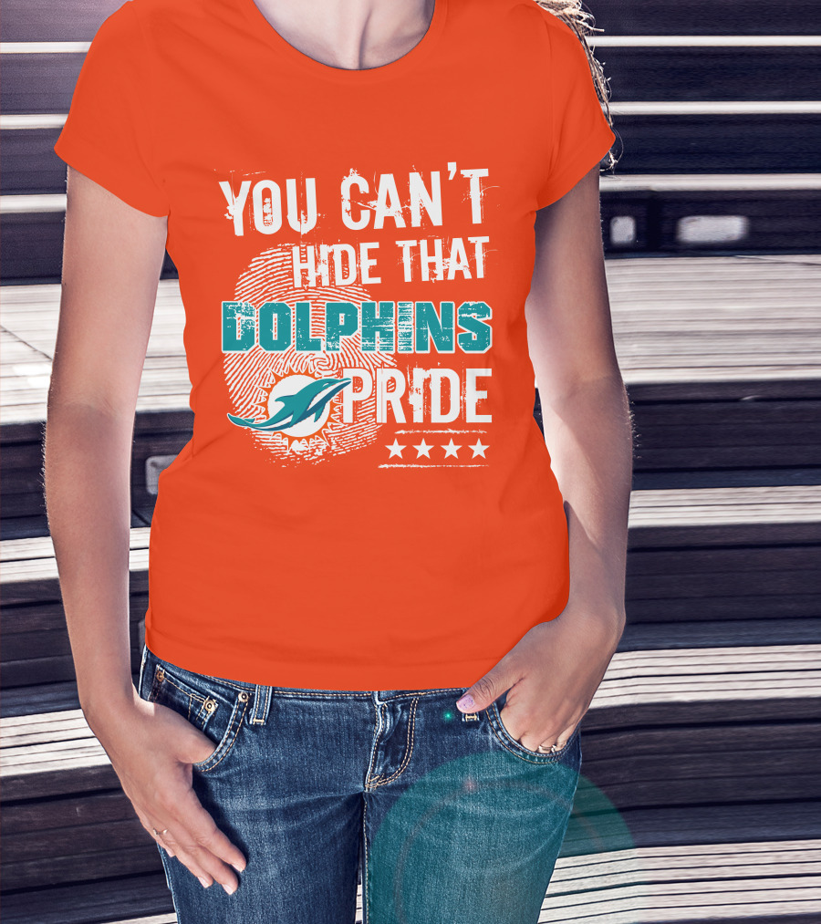You Can't Hide That Dolphins Pride Miami Football Fans Logo Fingerprint Stars T-Shirt