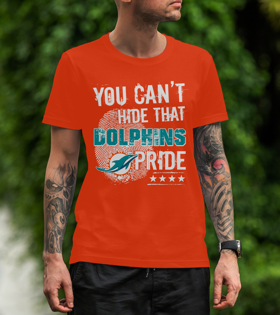 You Can't Hide That Dolphins Pride Miami Football Fans Logo Fingerprint Stars T-Shirt