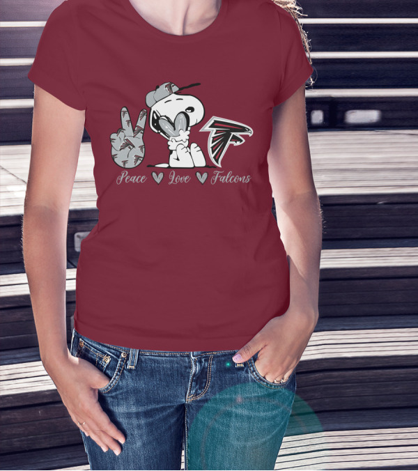 Snoopy Peace Love Falcons Atlanta Football T-Shirt