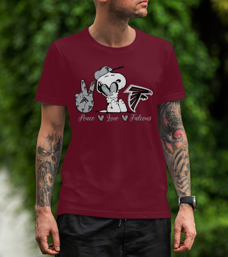 Snoopy Peace Love Falcons Atlanta Football T-Shirt