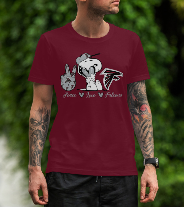 Snoopy Peace Love Falcons Atlanta Football T-Shirt