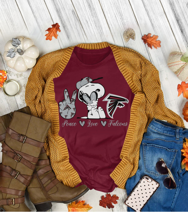 Snoopy Peace Love Falcons Atlanta Football T-Shirt