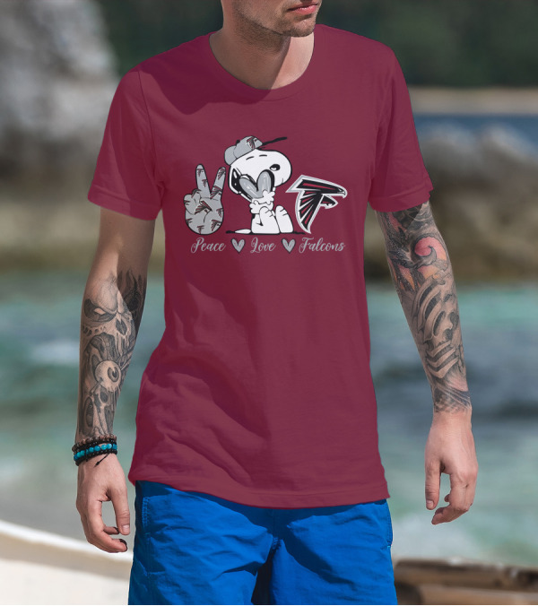 Snoopy Peace Love Falcons Atlanta Football T-Shirt