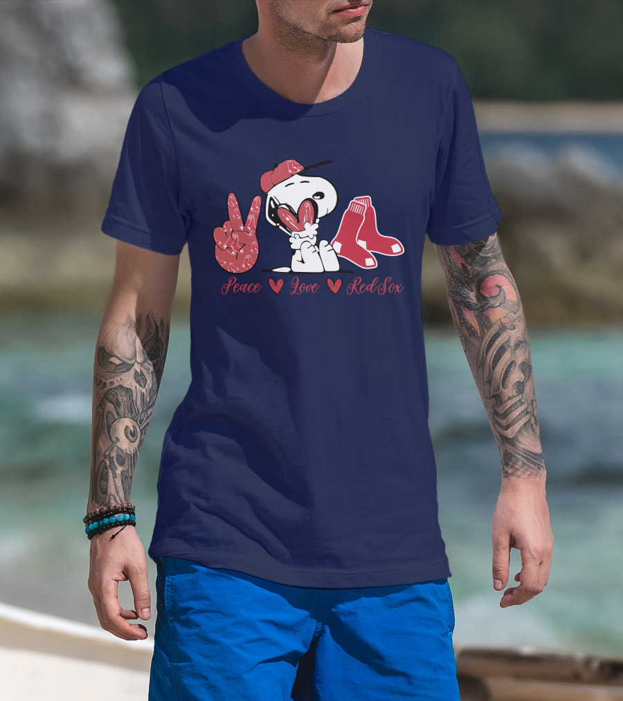 Peace Love Snoopy Red Sox T-Shirt