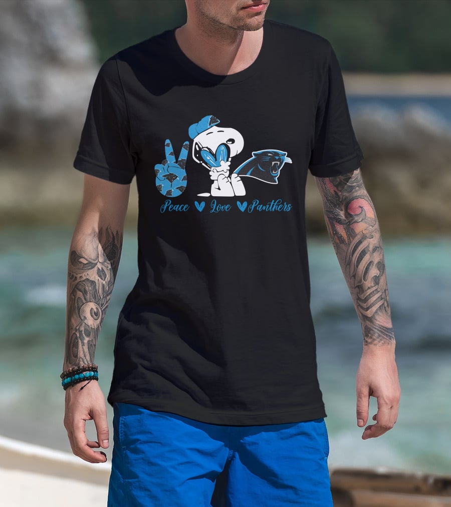 Peace Love Panthers Snoopy Carolina Panthers T-Shirt