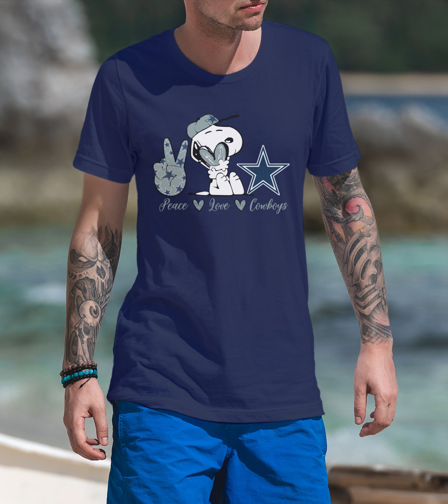 Peace Love Cowboys Snoopy Dallas Cowboys T-Shirt