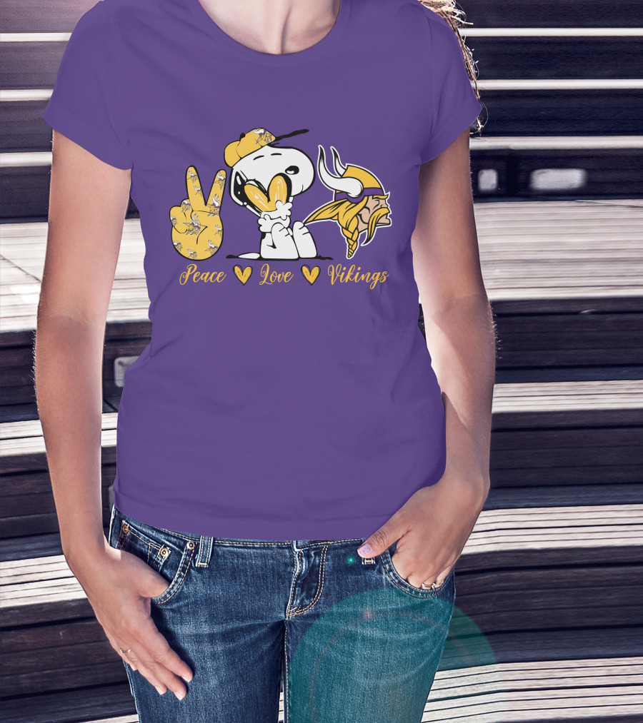 Peace Love Vikings Snoopy Minnesota T-Shirt