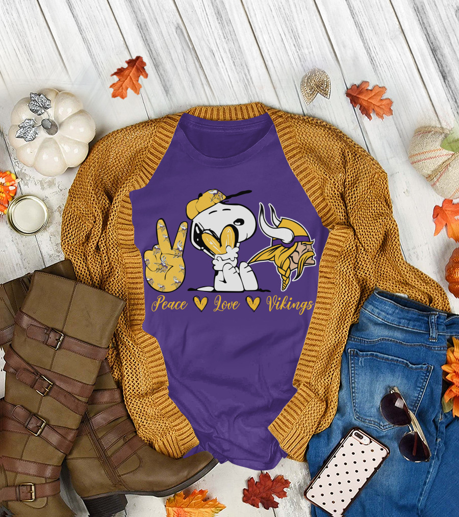 Peace Love Vikings Snoopy Minnesota T-Shirt