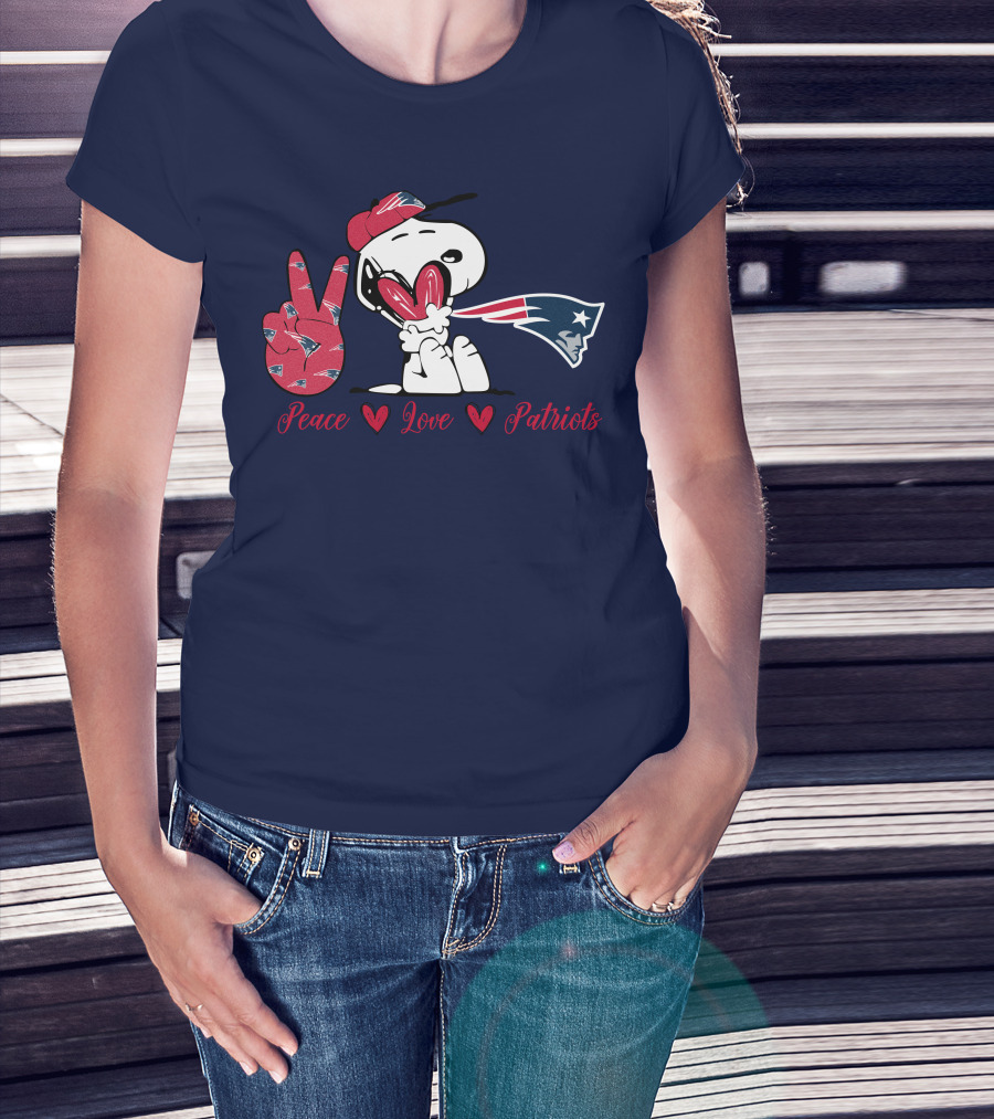 Peace Love Patriots Snoopy New England T-Shirt