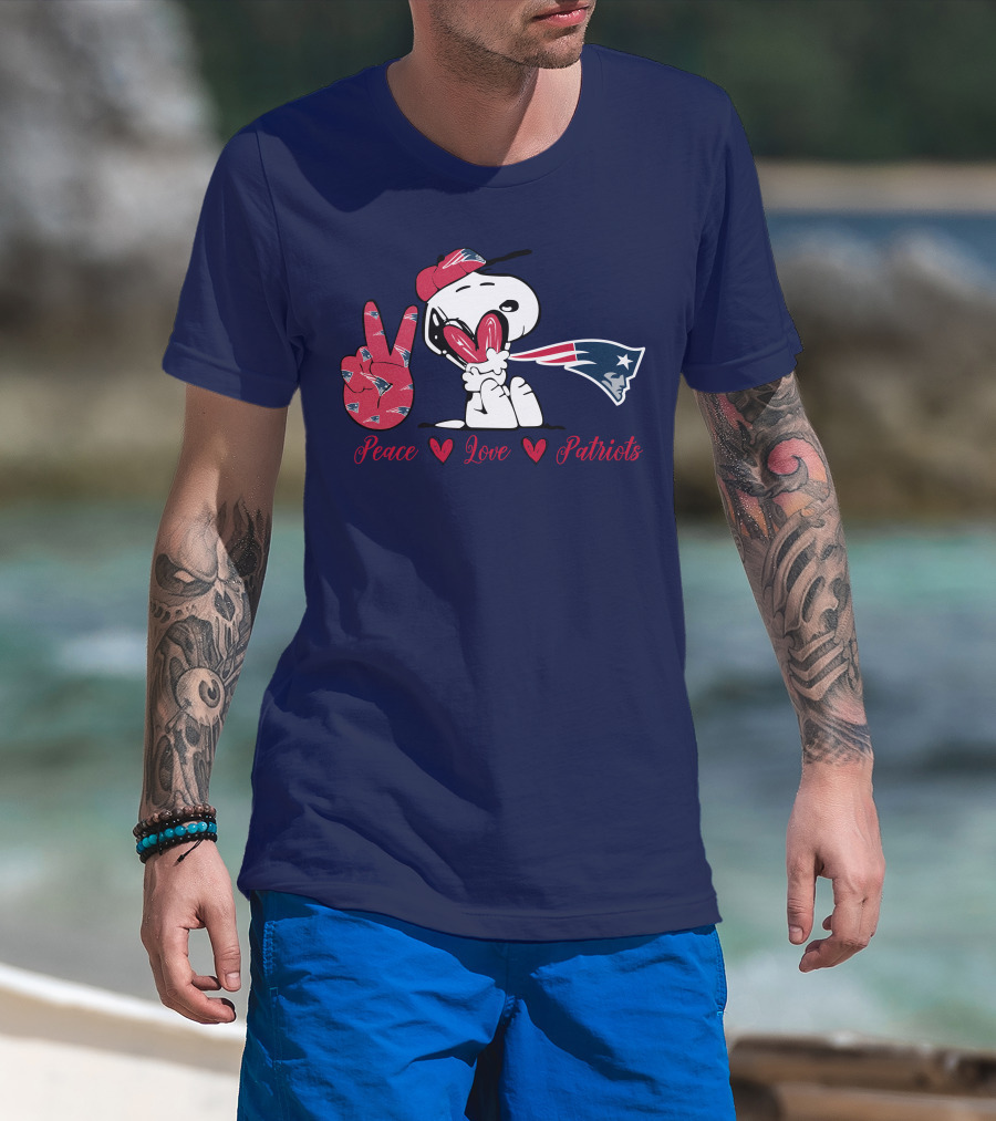 Peace Love Patriots Snoopy New England T-Shirt