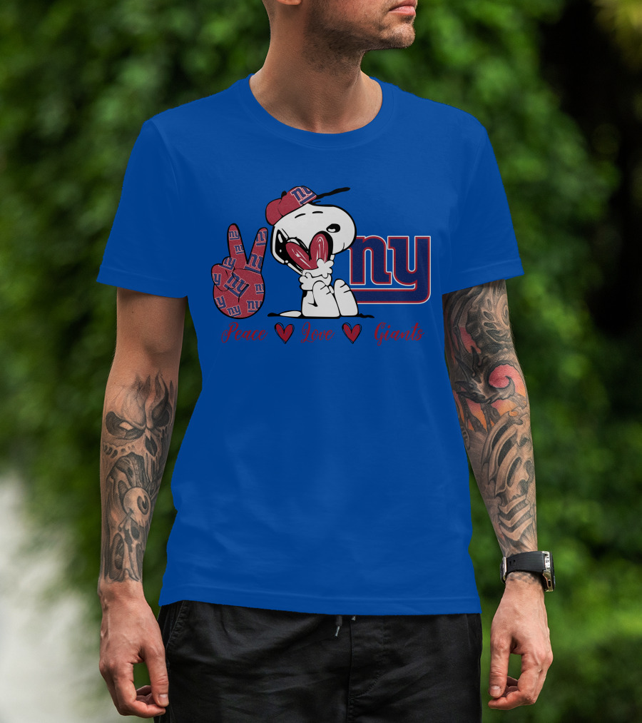 Peace Love New York Giants Snoopy Ny T-Shirt