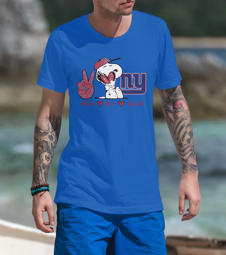 Peace Love New York Giants Snoopy Ny T-Shirt