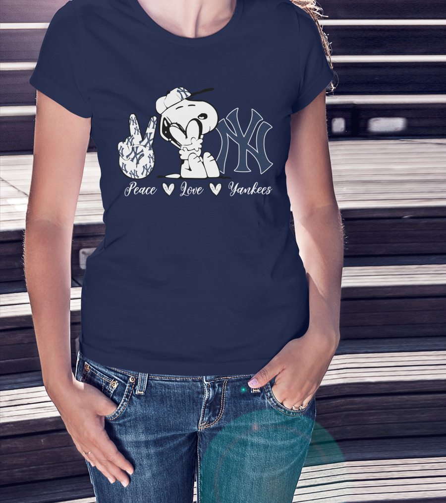 Peace Love Yankees Snoopy Ny Yankees T-Shirt