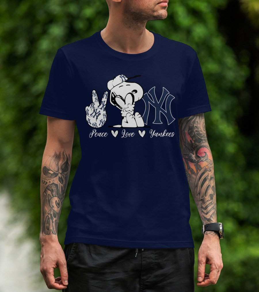 Peace Love Yankees Snoopy Ny Yankees T-Shirt
