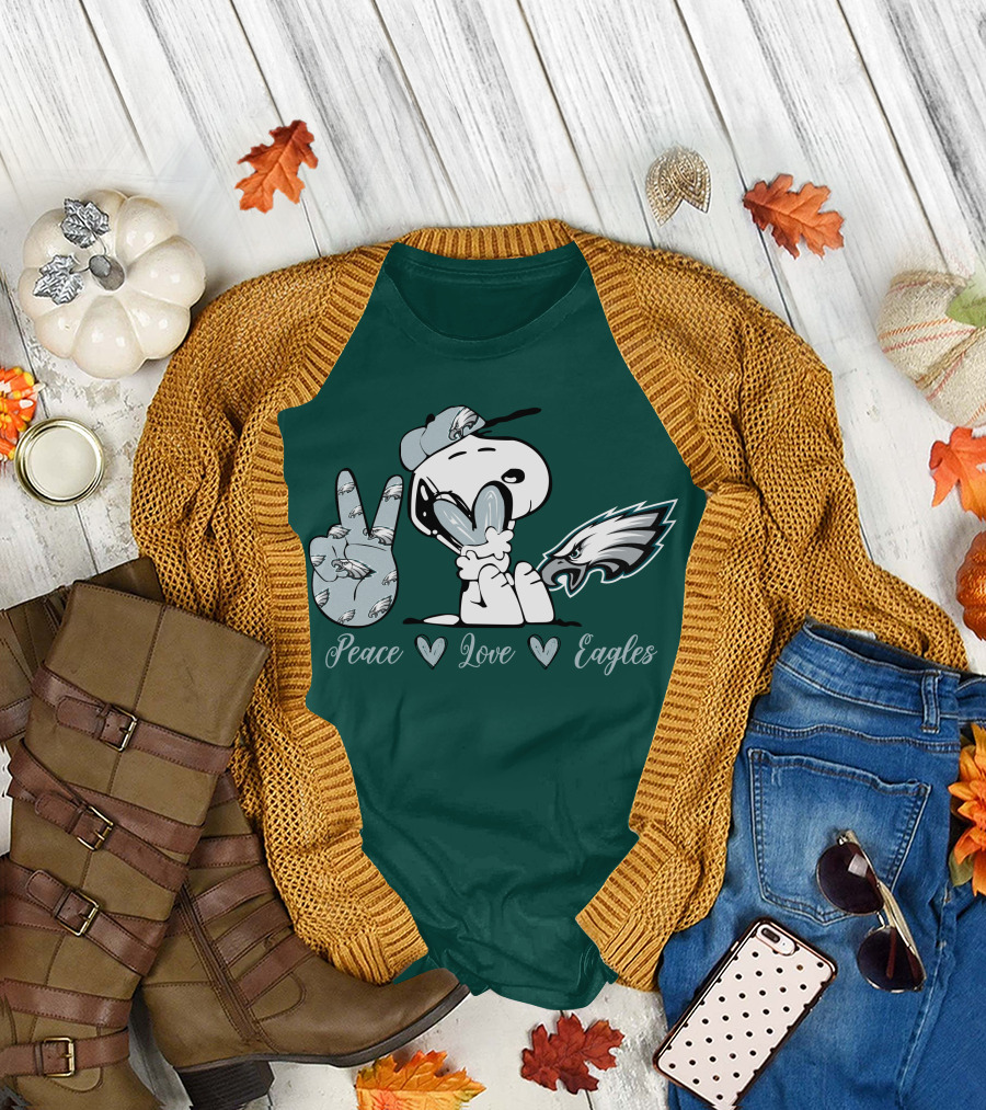 Peace Love Snoopy Philadelphia Eagles T-Shirt