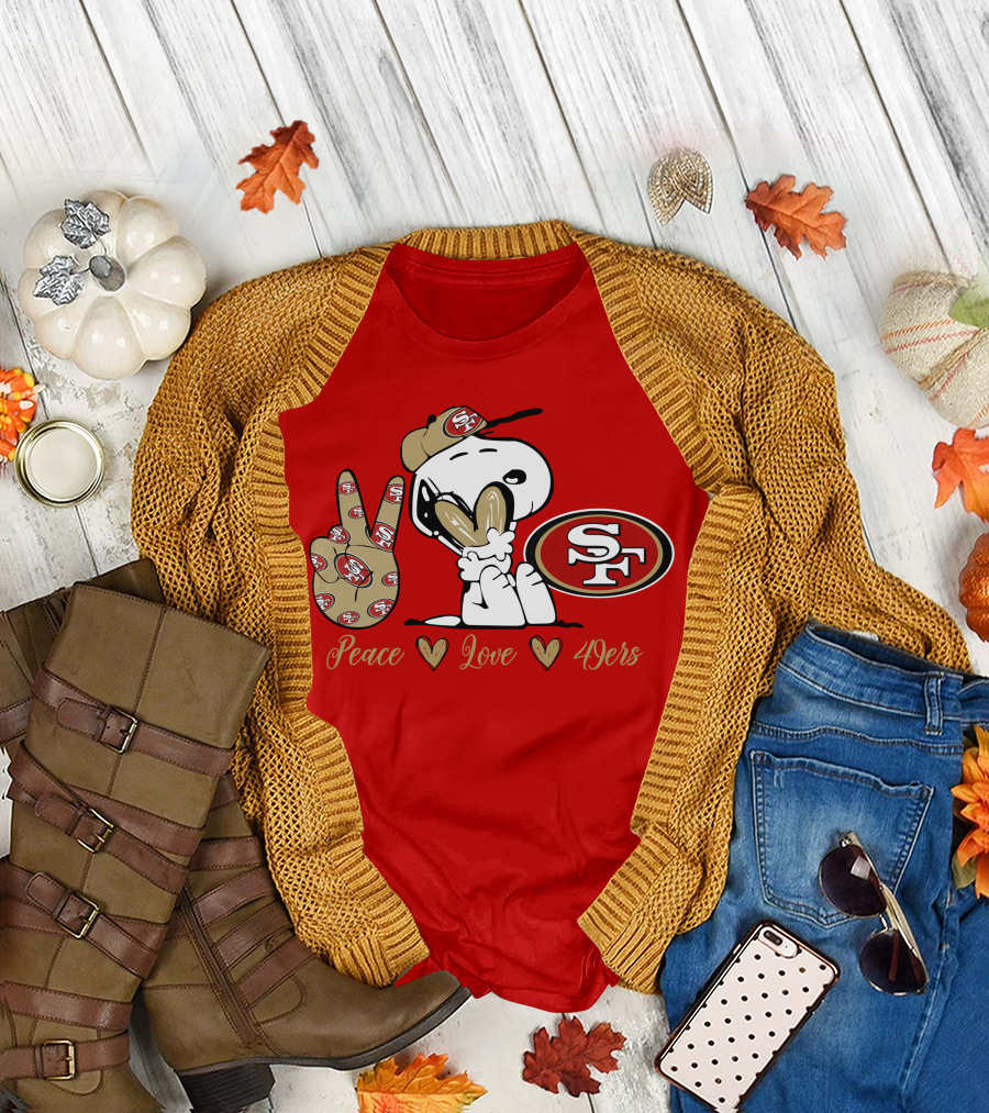 Snoopy Peace Love 49ers Sf T-Shirt