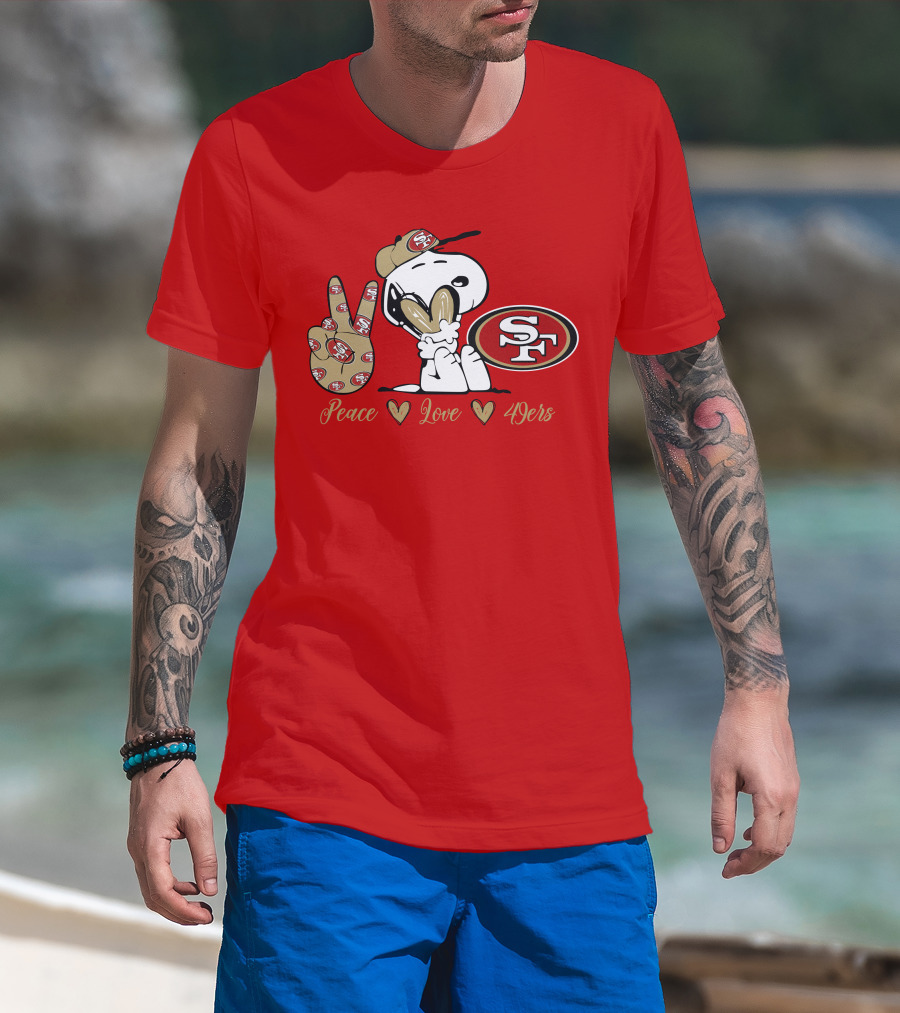 Snoopy Peace Love 49ers Sf T-Shirt