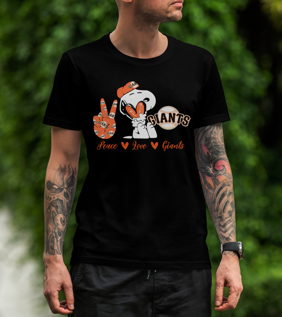 Peace Love Giants Snoopy Baseball Theme T-Shirt