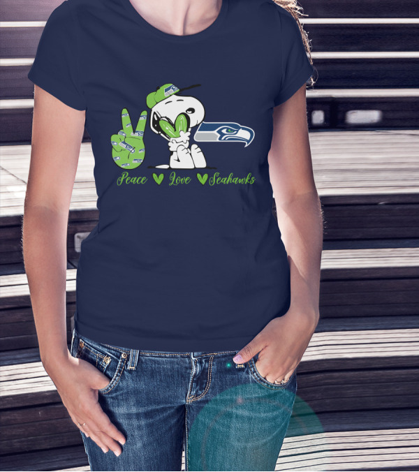 Snoopy Peace Love Seahawks T-Shirt
