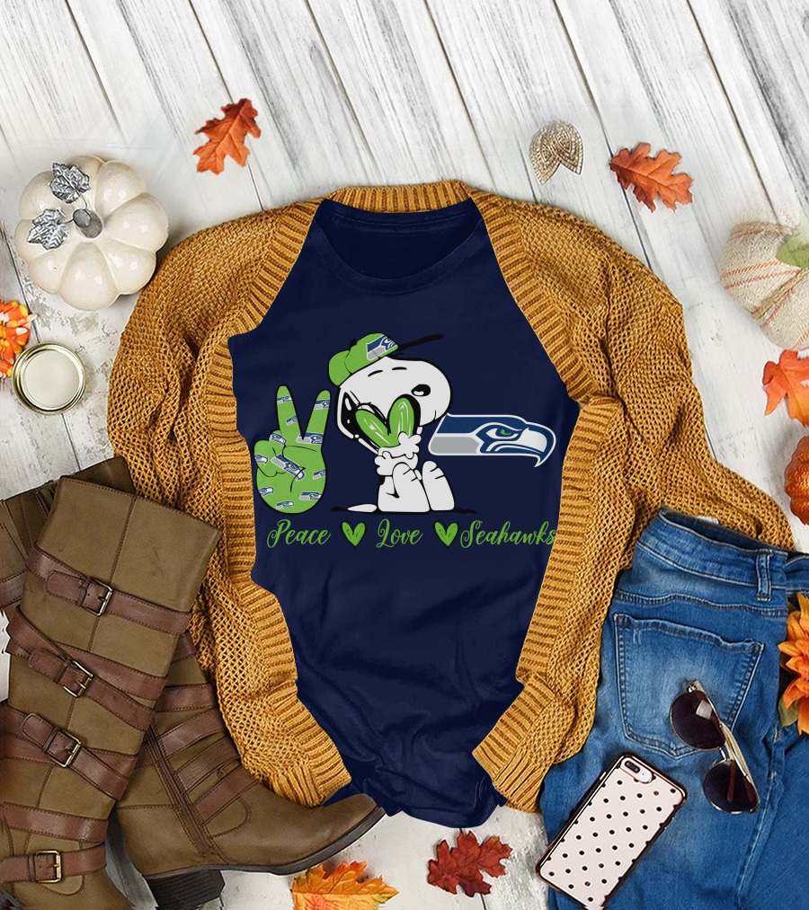 Snoopy Peace Love Seahawks T-Shirt