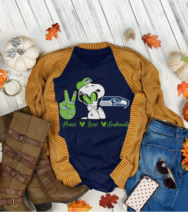 Snoopy Peace Love Seahawks T-Shirt