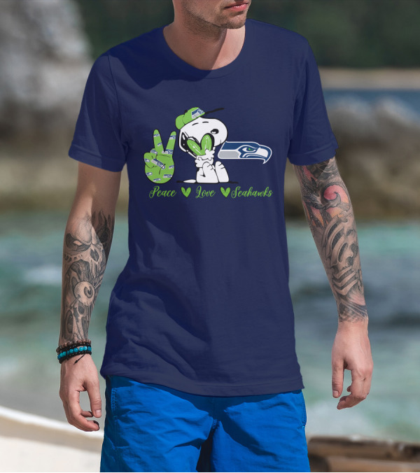 Snoopy Peace Love Seahawks T-Shirt