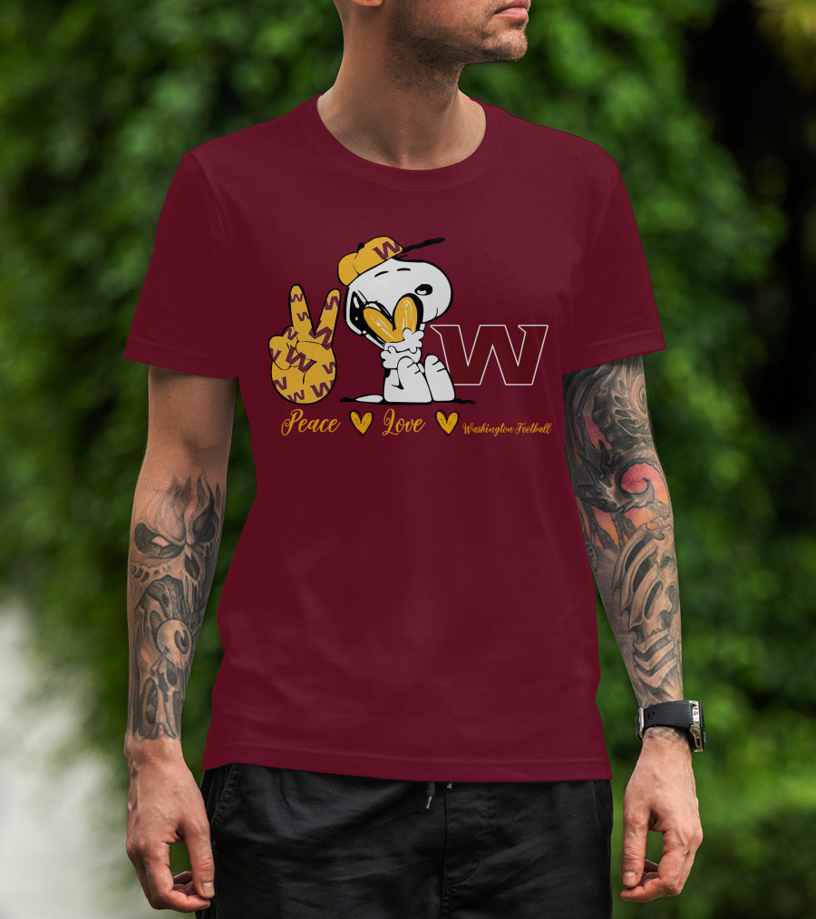 Peace Love Washington Football Snoopy W T-Shirt