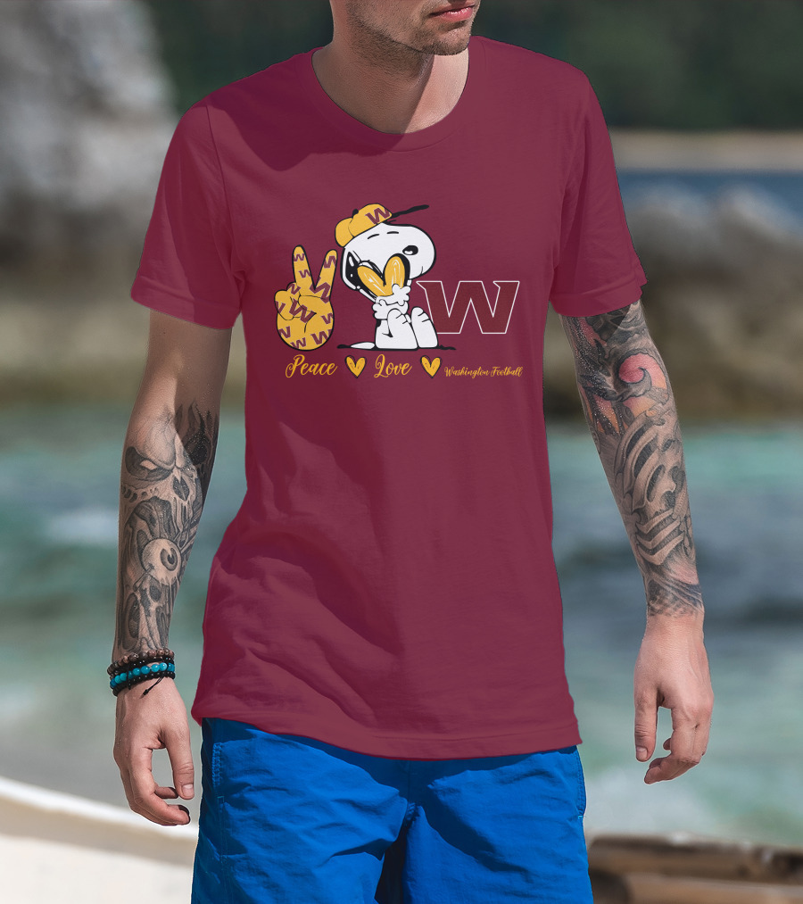 Peace Love Washington Football Snoopy W T-Shirt