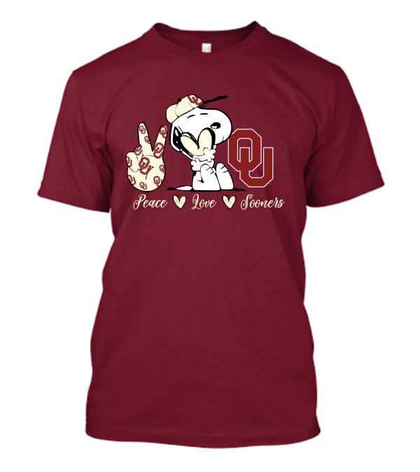 Peace Love Oklahoma Sooners Snoopy Ou T-Shirt