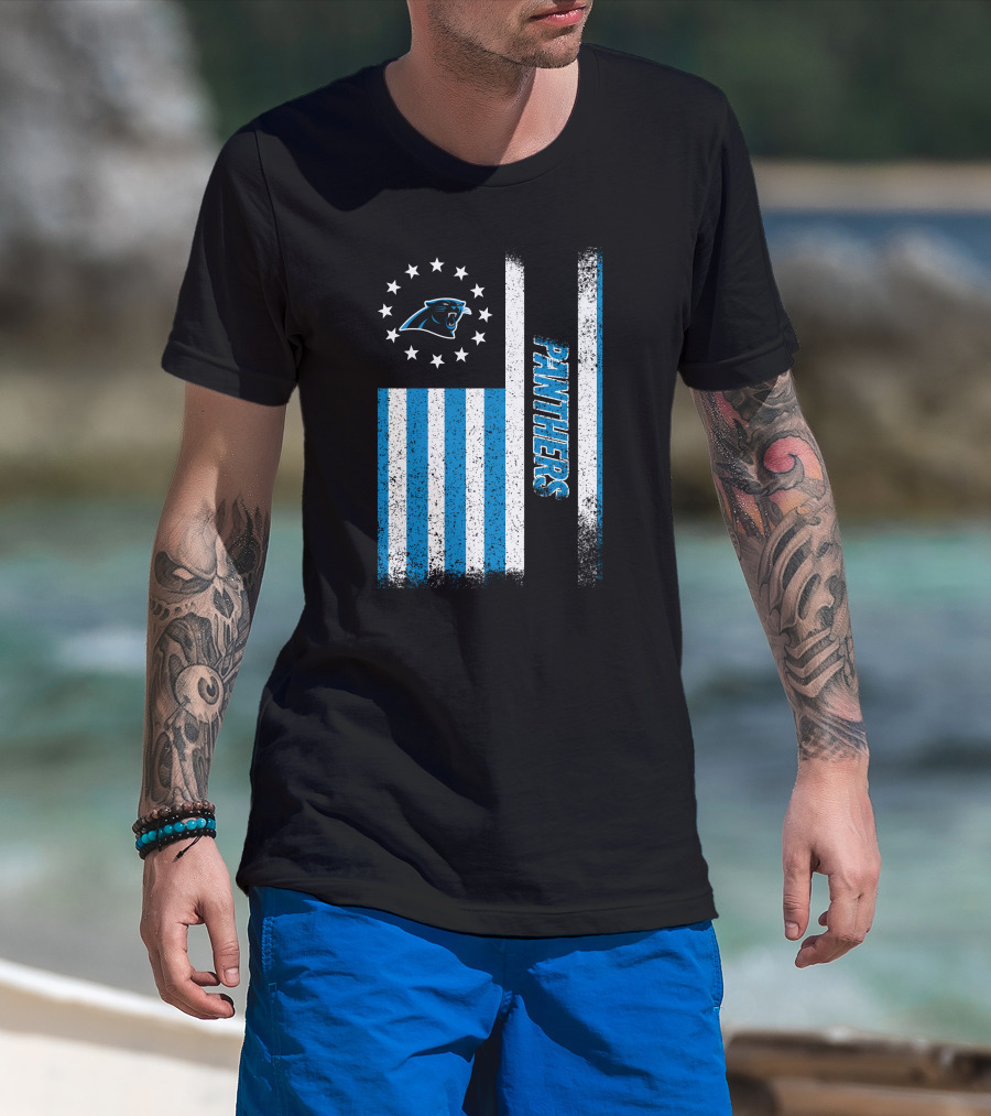 Carolina Panthers American Flag Stars And Stripes T-Shirt