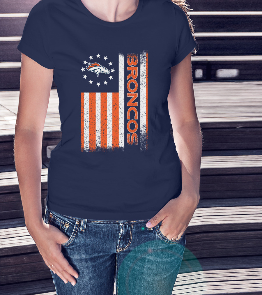 Denver Broncos Stars Stripes American Flag T-Shirt