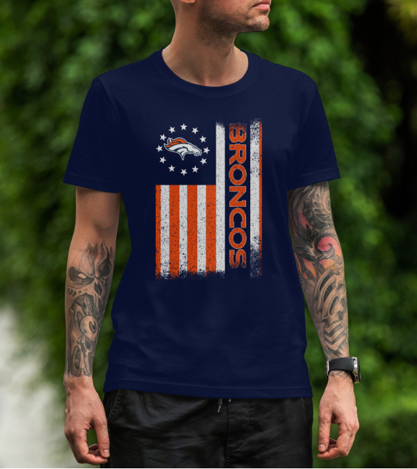 Denver Broncos Stars Stripes American Flag T-Shirt