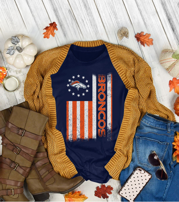 Denver Broncos Stars Stripes American Flag T-Shirt