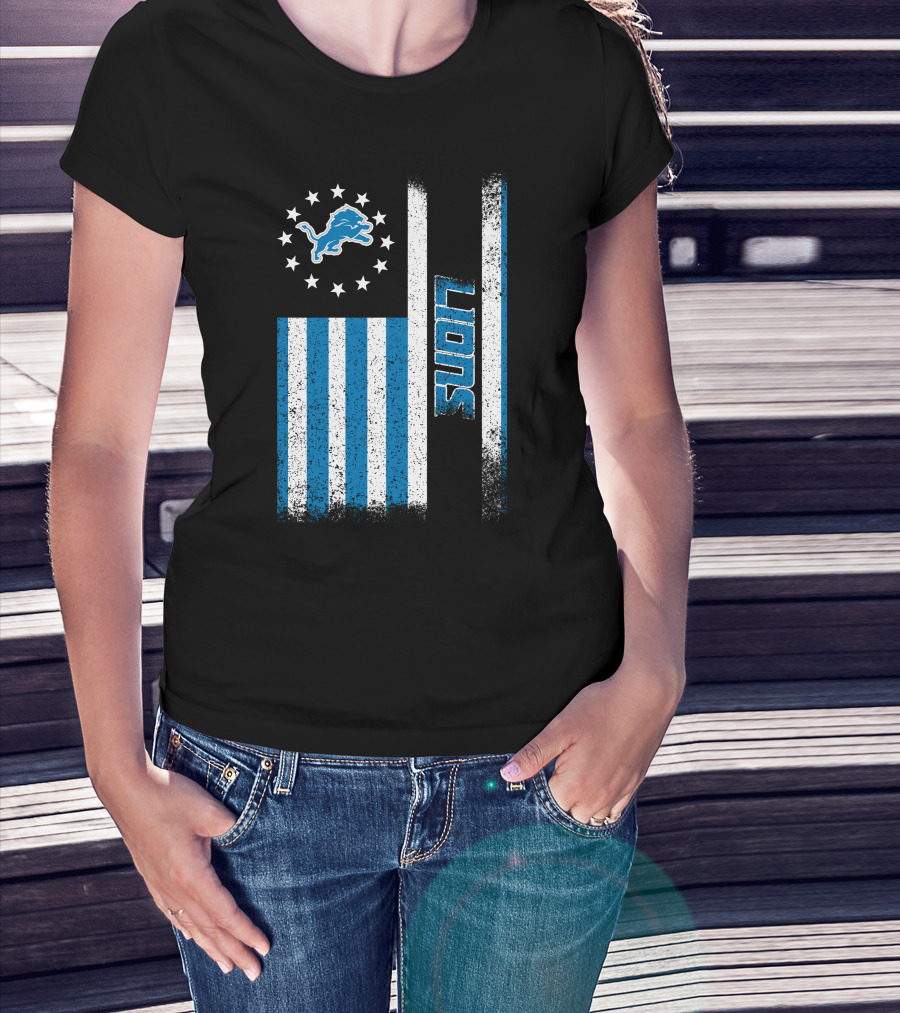 Detroit Lions American Flag Stars And Stripes T-Shirt