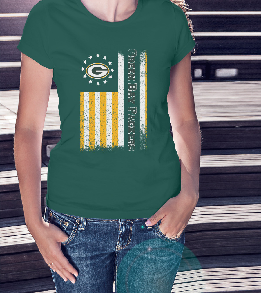 Green Bay Packers American Flag Stars Stripes T-Shirt