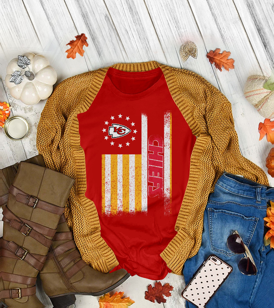 Kansas City Chiefs American Flag Stripes Stars T-Shirt