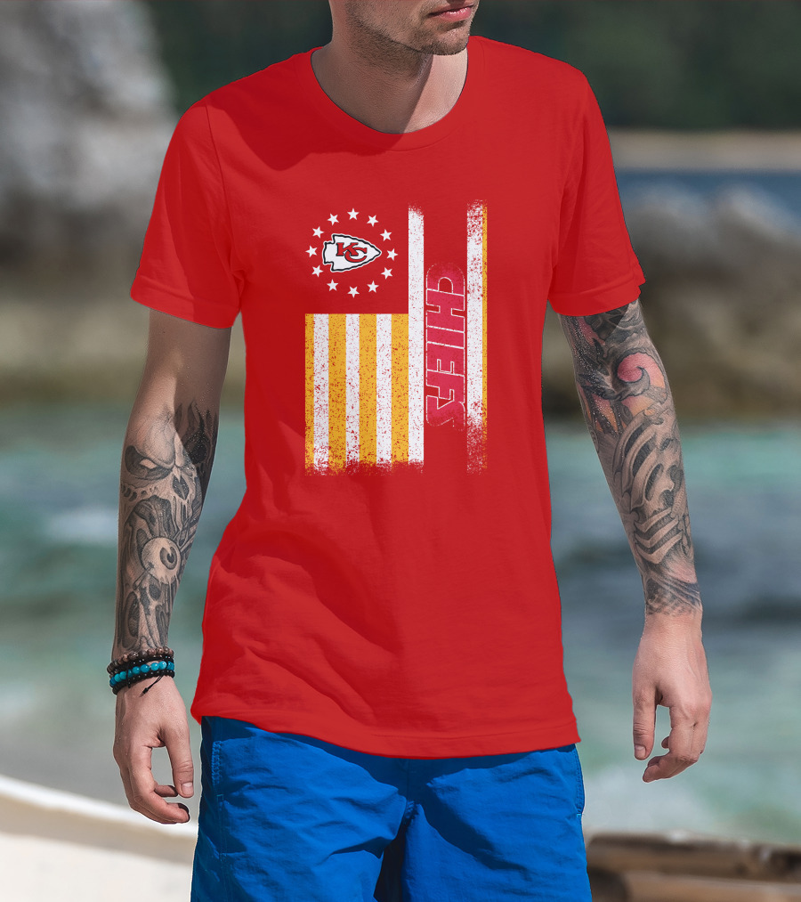 Kansas City Chiefs American Flag Stripes Stars T-Shirt