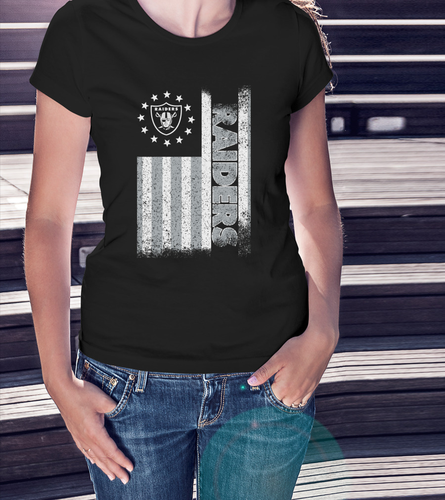Las Vegas Raiders American Flag Stars And Stripes Logo Edition T-Shirt