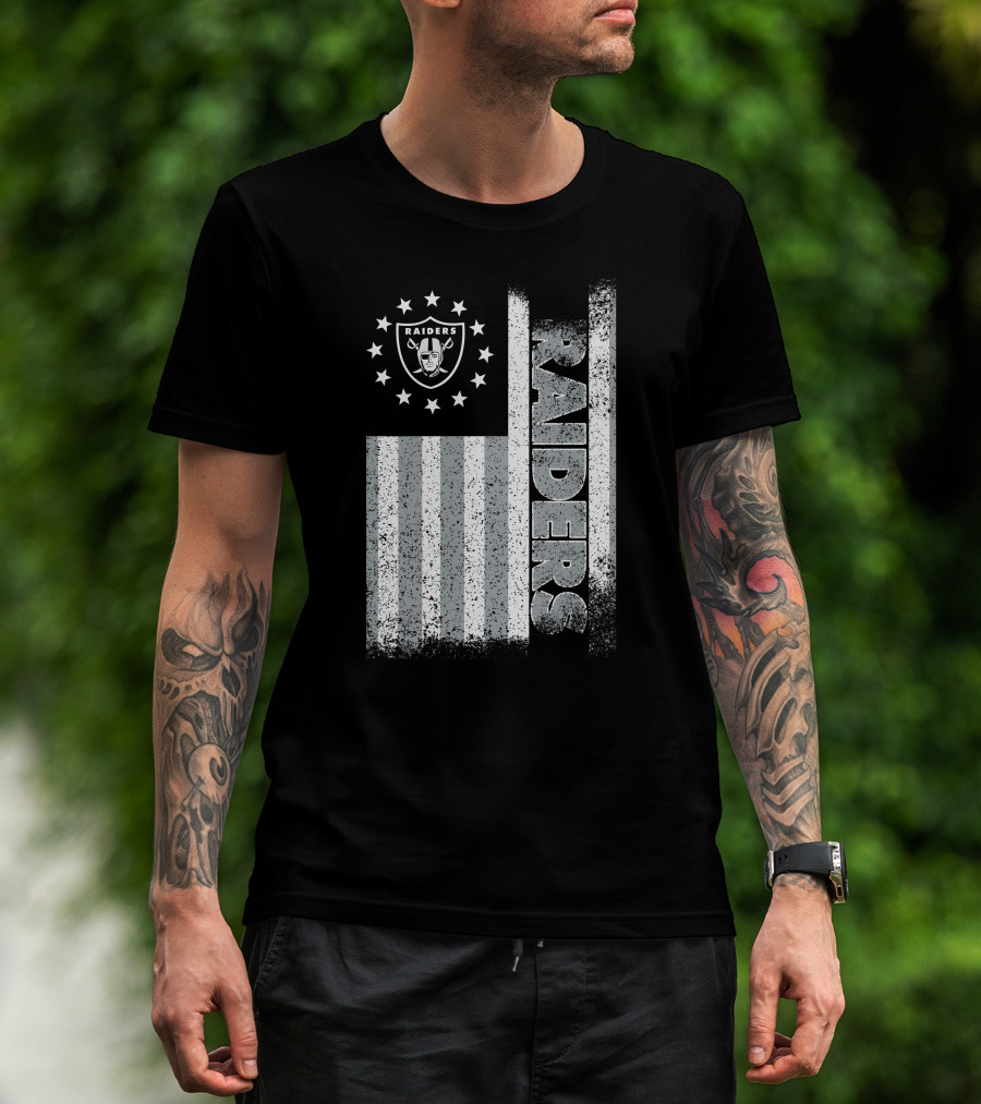 Las Vegas Raiders American Flag Stars And Stripes Logo Edition T-Shirt
