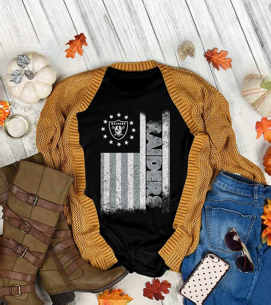 Las Vegas Raiders American Flag Stars And Stripes Logo Edition T-Shirt