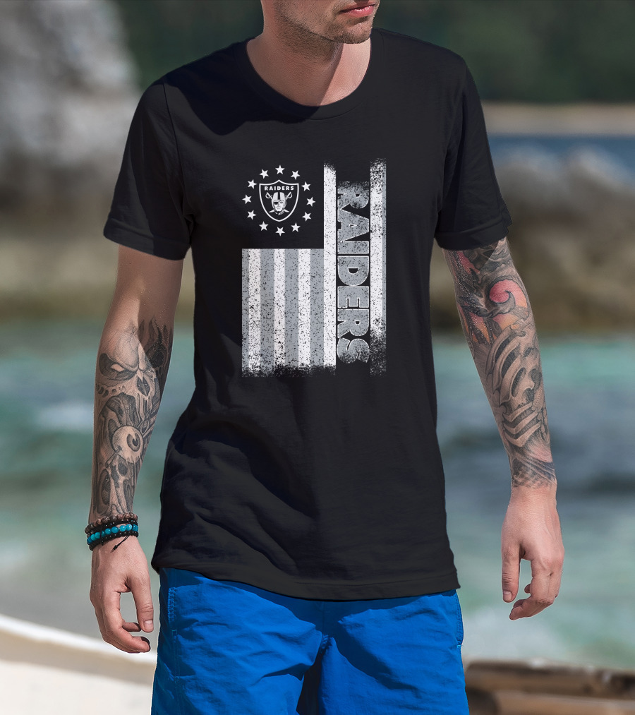 Las Vegas Raiders American Flag Stars And Stripes Logo Edition T-Shirt