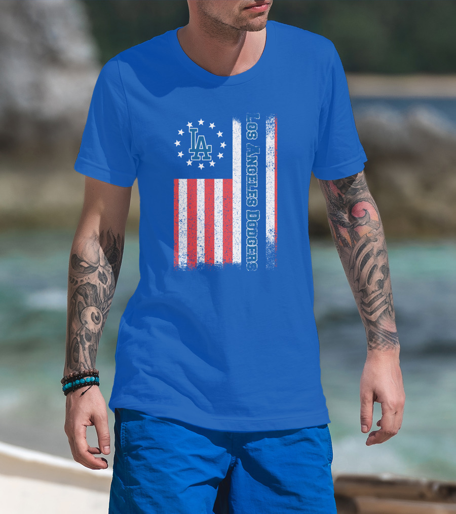 Los Angeles Dodgers American Flag La Logo Patriotic Stars And Stripes T-Shirt